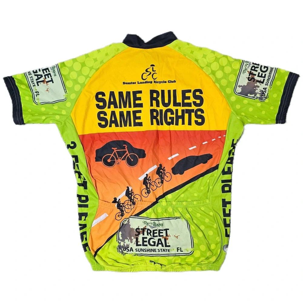 Sumter Landing Bicycle Club Street Legal Cycling Jersey Men L‎ Yellow Green (AC)